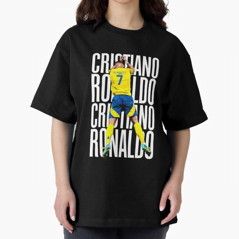 Cristiano Ronaldo Siuuuu Celebration Oversized T-Shirt Follow the FIFA World Cup 2026 USA Canada Mexico Journey through CR7 and Messi Highlights, England and Germany Pride, Worldwide Fan Energy, Dramatic Goals, Stadium Lights and Championship
