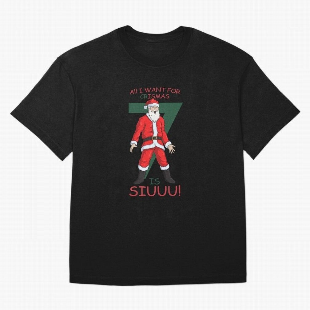 All I want for Christmas is Siuuuu Oversized T-Shirt Stand with the FIFA World Cup 2026 Journey through Neymar, Haaland and Cristiano Ronaldo Highlights, France and Portugal Pride, Fan Favorite Moments, National Team Passion, Big Match Drama and