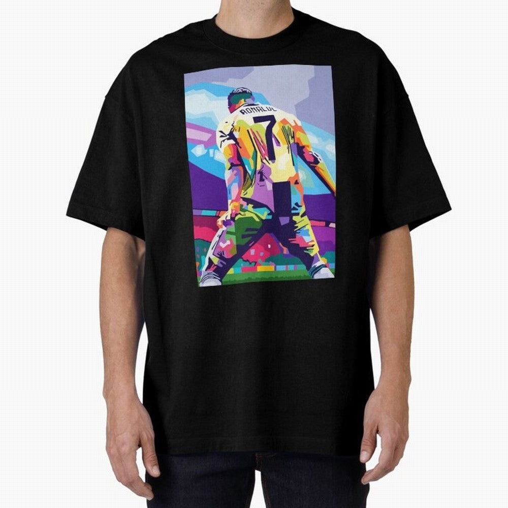 Cristiano Ronaldo Celebration Wpap Pop Art Oversized T-Shirt Bring Bold Fan Energy to Match Day Hype around FIFA World Cup 2026, Neymar, Netherlands, Worldwide Fan Energy, Dramatic Goals, Stadium Lights and Championship Celebrations; Ideal for
