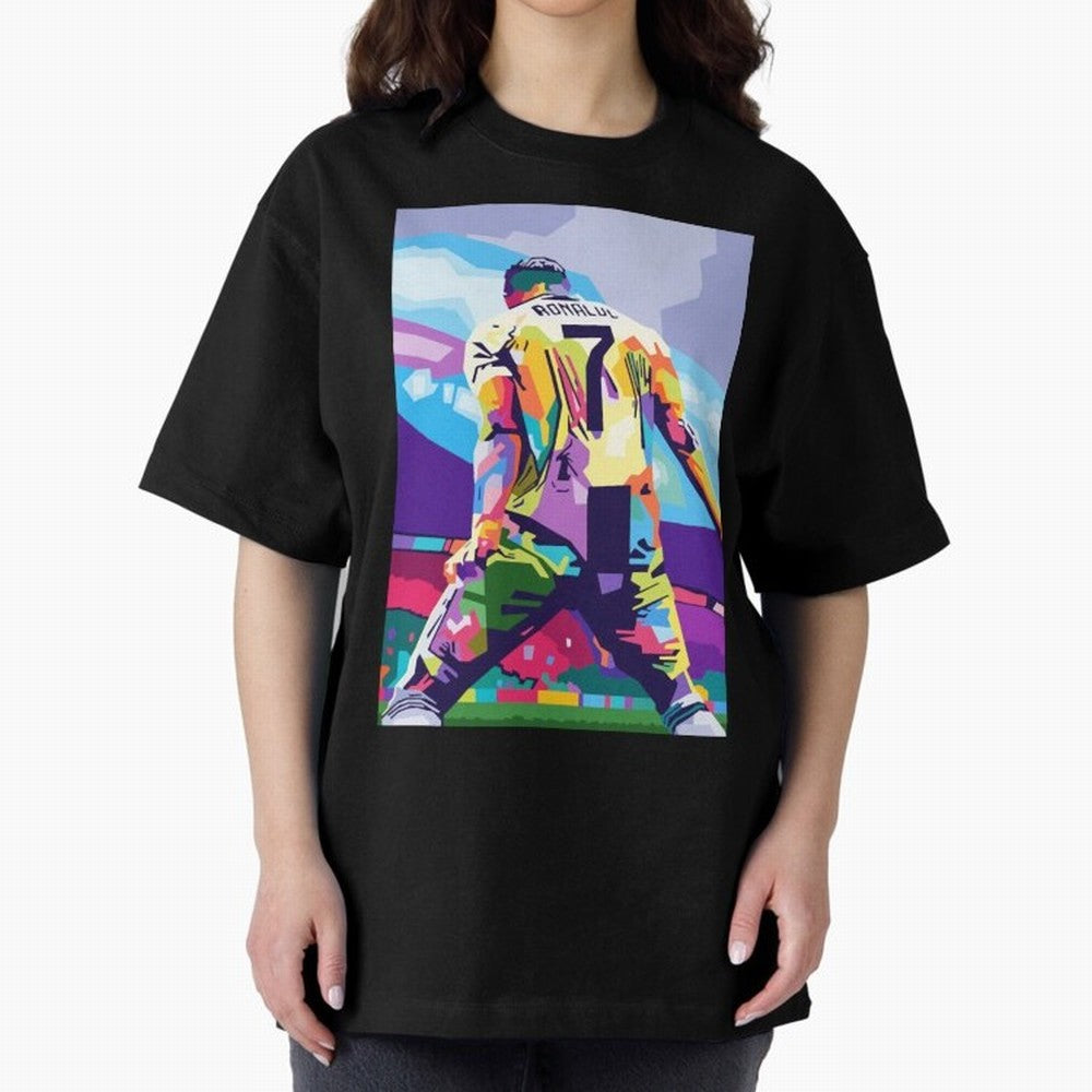 Cristiano Ronaldo Celebration Wpap Pop Art Oversized T-Shirt Bring Bold Fan Energy to Match Day Hype around FIFA World Cup 2026, Neymar, Netherlands, Worldwide Fan Energy, Dramatic Goals, Stadium Lights and Championship Celebrations; Ideal for