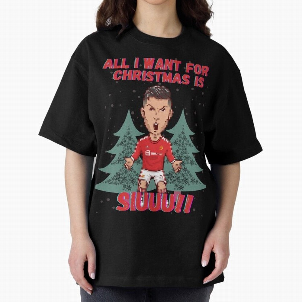 All I Want For Christmas is Siuuu Oversized T-Shirt Discover the FIFA World Cup 2026 Journey through Messi, Neymar and Mbappe Highlights, England, France and Netherlands Pride, Champion Mindset, Group Stage Buzz, Knockout Tension and Passionate Fan