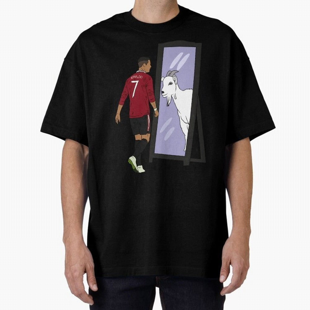 Cristiano Ronaldo Mirror GOAT Oversized T-Shirt Treasure the FIFA World Cup 2026 Group Stage Journey through Neymar Highlights, Brazil Pride, Sports Nostalgia, International Competition, Famous Players and Unforgettable Victories; Great for