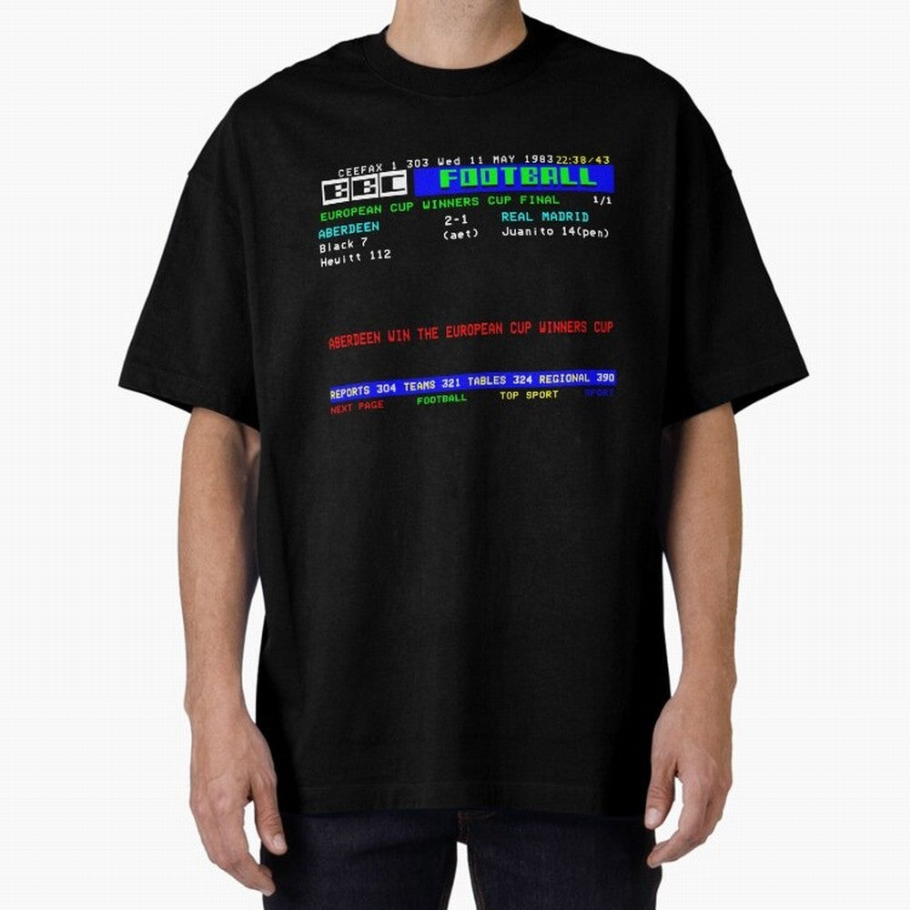 Aberdeen Cup Winners Cup Final 1983 CEEFAX Oversized T-Shirt Capture the FIFA World Cup 2026 Group Stage Journey through Haaland and Mbappe Highlights, Argentina and Brazil Pride, Worldwide Fan Energy, Dramatic Goals, Stadium Lights and
