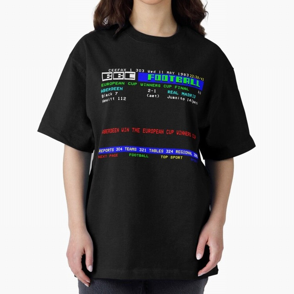 Aberdeen Cup Winners Cup Final 1983 CEEFAX Oversized T-Shirt Capture the FIFA World Cup 2026 Group Stage Journey through Haaland and Mbappe Highlights, Argentina and Brazil Pride, Worldwide Fan Energy, Dramatic Goals, Stadium Lights and