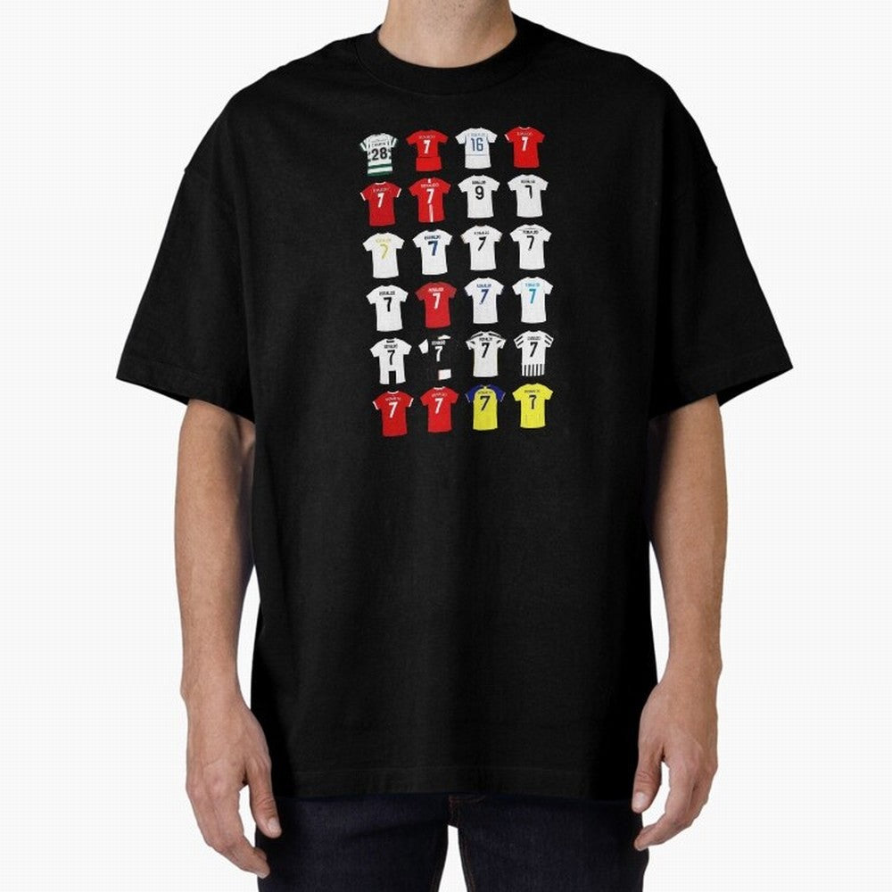 Cristiano Ronaldo Football Shirt Oversized T-Shirt Celebrate the Magic of FIFA World Cup 2026 Spirit, Featuring Portugal, Mbappe, Vintage Soccer Flavor, Modern Football Stars, National Flags and Final Night Emotion; Ideal for Fans Who Follow Messi,
