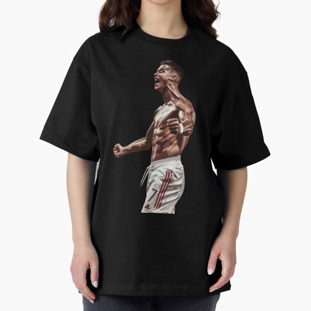 Cristiano Ronaldo - Celebration - CR7 - Black Oversized T-Shirt Celebrate the FIFA World Cup 2026 Journey through Messi, CR7 and Mbappe Highlights, Germany Pride, Supporter Pride, Iconic Celebrations, Legendary Names and Global Match Day Energy;