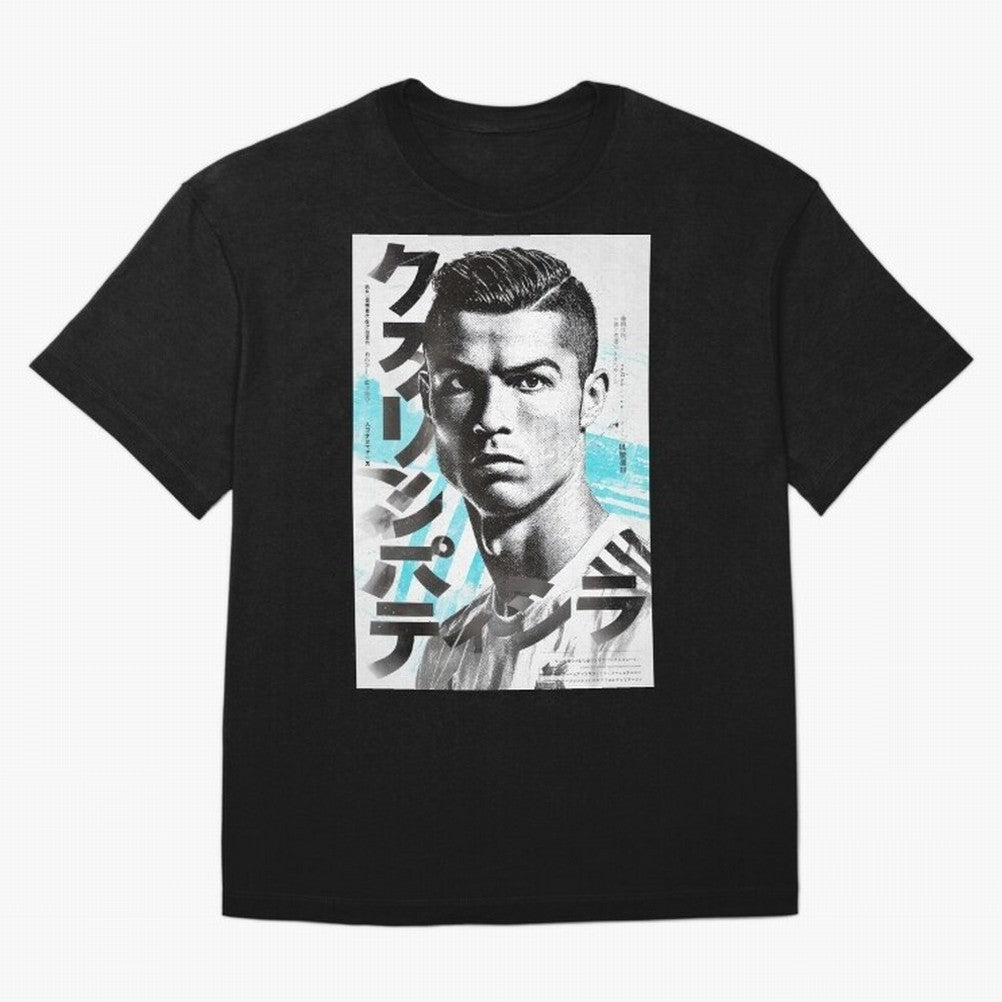 Cristiano Japanese Poster Oversized T-Shirt Build Match Day Hype around FIFA World Cup 2026 USA Canada Mexico, Mbappe and Neymar, Germany, Football Festival Excitement, Trophy Ambitions, Country Rivalries and Star Player Buzz; Built for Supporters