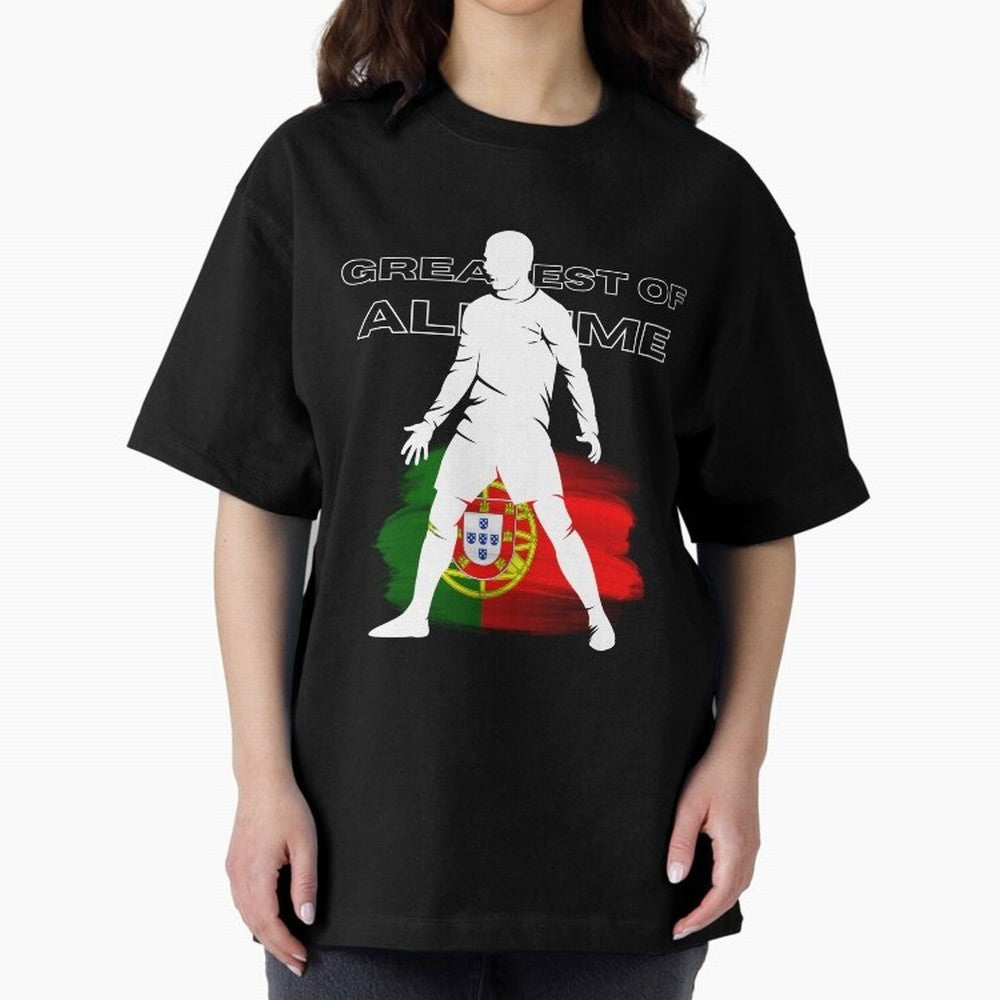 Cristiano Ronaldo Portugal Greatest Of All Time Oversized T-Shirt Make Game Day About Global Football Passion for FIFA World Cup 2026, Centered on Messi, CR7 and Mbappe, Argentina, France and Brazil, Championship Spirit, Famous Goals, Roaring