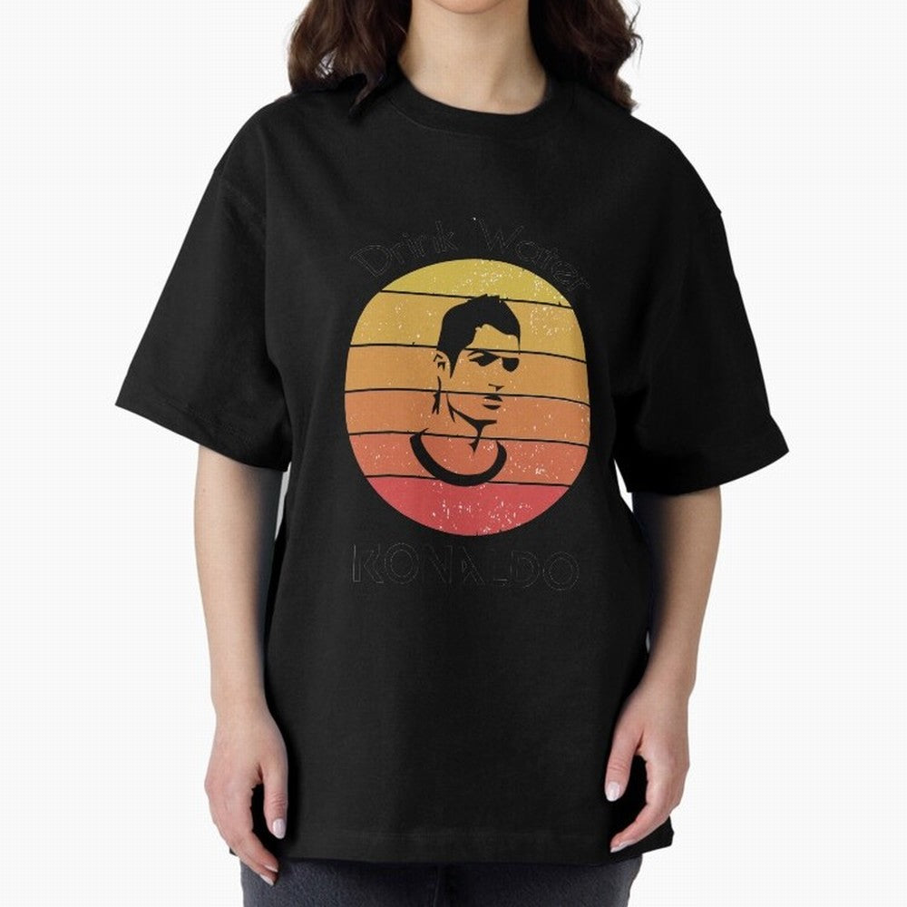 drink water ronaldo Oversized T-Shirt Build FIFA World Cup 2026 USA Canada Mexico Spirit, Connected to Spain, Messi and Cristiano Ronaldo, Football Passion, Legendary Performances, Festival Vibes and Supporter Community; Perfect for Fans,