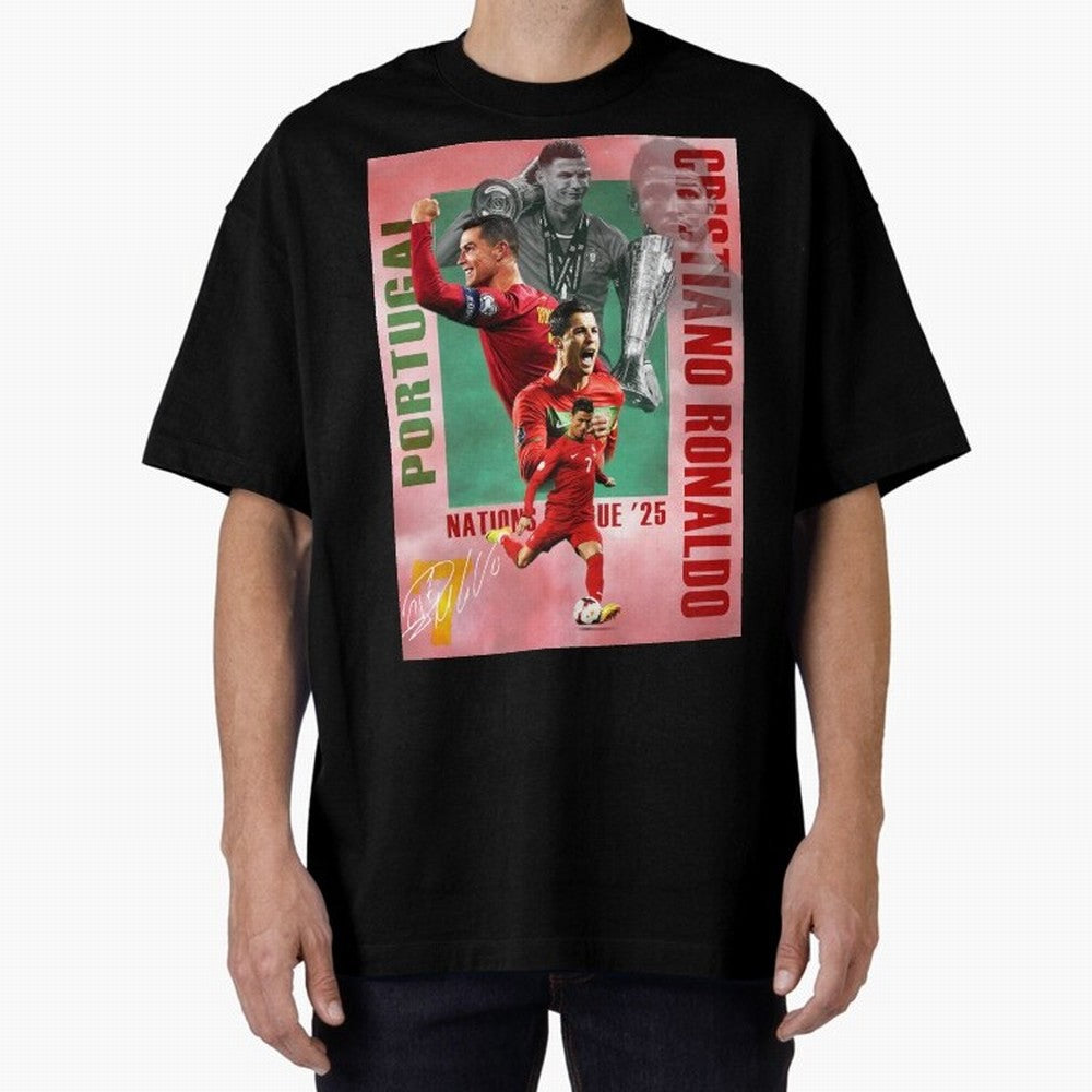 Cristiano Ronaldo Portugal Football Legend Oversized T-Shirt Mark FIFA World Cup 2026 Spirit, Celebrating England, France and Netherlands, Messi, CR7 and Mbappe, Goal Celebration Energy, Supporter Heritage, Football Icons and Worldwide Tournament