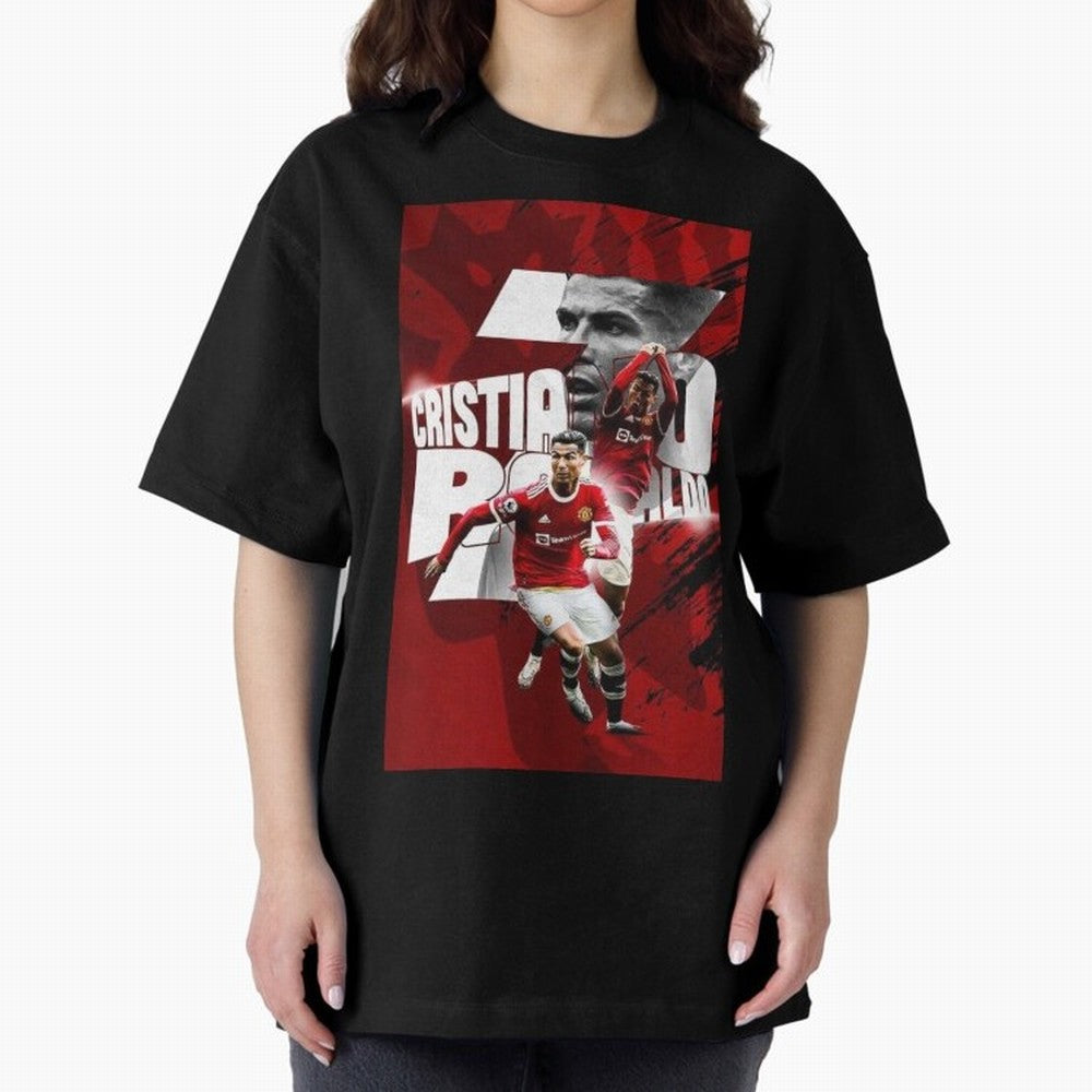 Cristiano Ronaldo Illustration Oversized T-Shirt Support Your Favorite Stars during the FIFA World Cup 2026 Journey through Neymar Highlights, England Pride, Football History, Final Match Energy, Crowd Noise and Once in a Lifetime Moments; Perfect