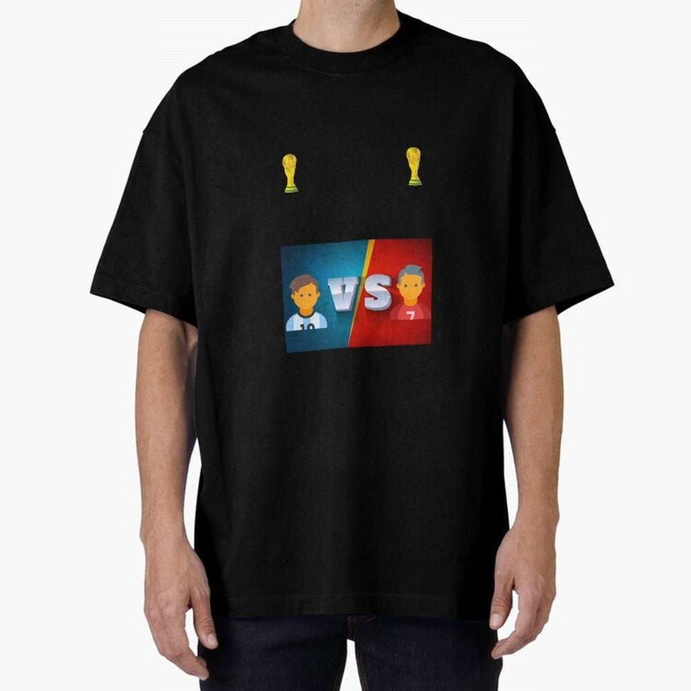 THE RONALDO VS MESSI Oversized T-Shirt Show Passion for the Stars of Global Football Passion for FIFA World Cup 2026 Group Stage, Connected to Neymar, England, France and Netherlands, Soccer Culture, Superstar Moments, National Team Dreams and