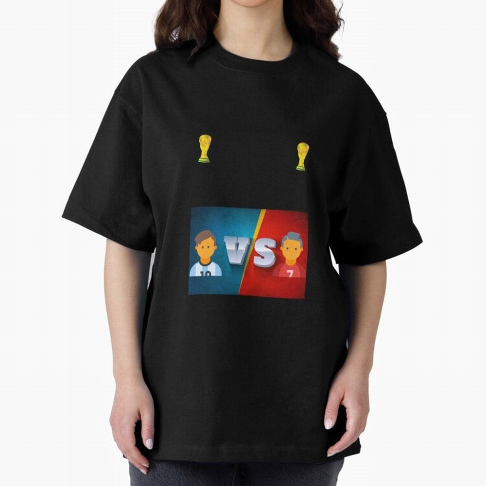 THE RONALDO VS MESSI Oversized T-Shirt Show Passion for the Stars of Global Football Passion for FIFA World Cup 2026 Group Stage, Connected to Neymar, England, France and Netherlands, Soccer Culture, Superstar Moments, National Team Dreams and