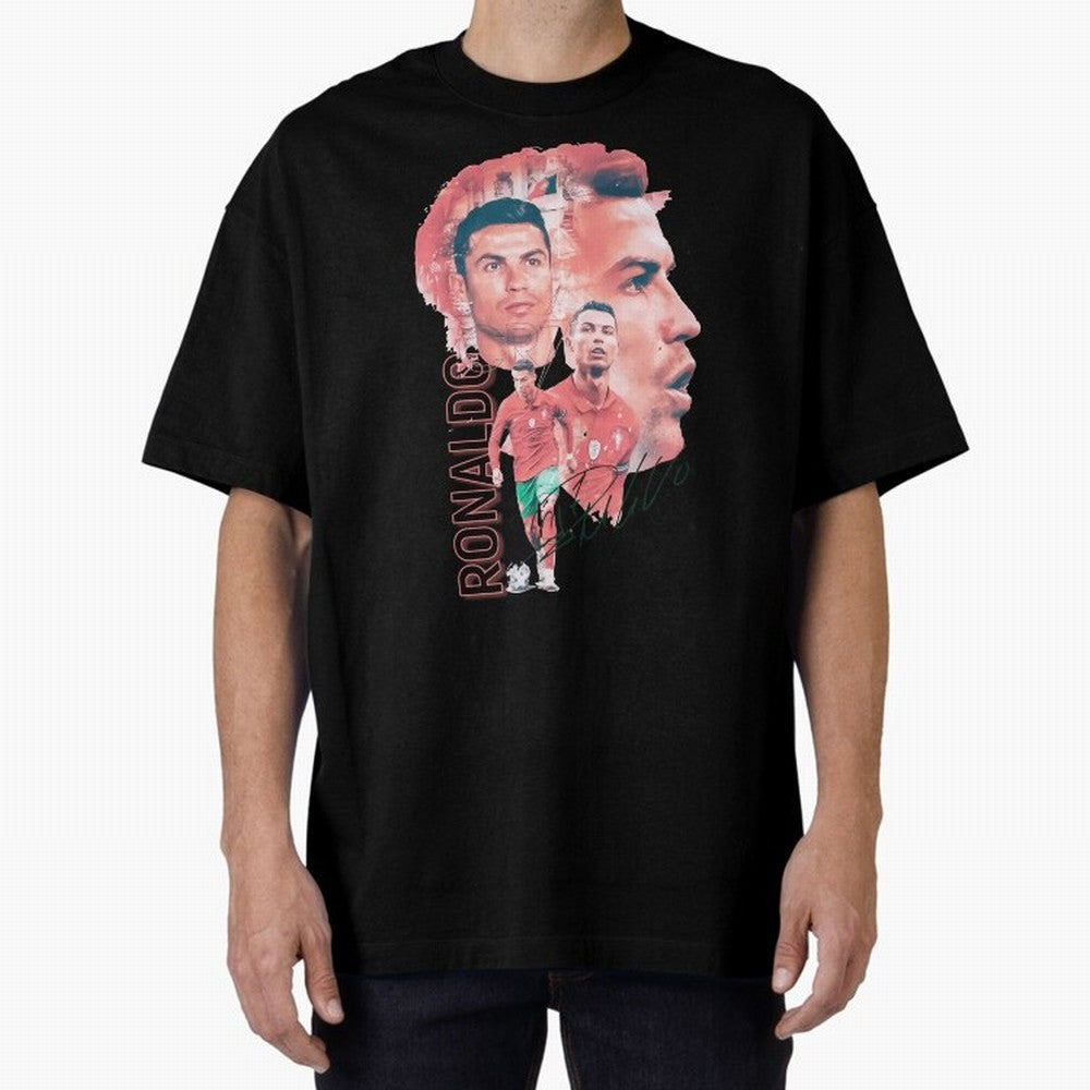 Cristiano Ronaldo Design Oversized T-Shirt Fuel Match Day Hype around FIFA World Cup 2026 Group Stage, Mbappe, France and Portugal, Game Day Rituals, Football Legends, Country Pride and the Road to the Final; Perfect for Supporters Who Want Bold