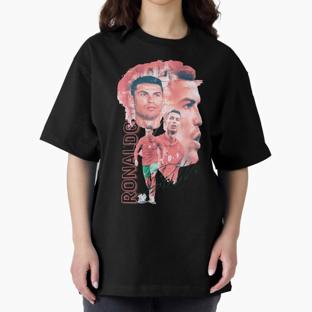 Cristiano Ronaldo Design Oversized T-Shirt Fuel Match Day Hype around FIFA World Cup 2026 Group Stage, Mbappe, France and Portugal, Game Day Rituals, Football Legends, Country Pride and the Road to the Final; Perfect for Supporters Who Want Bold