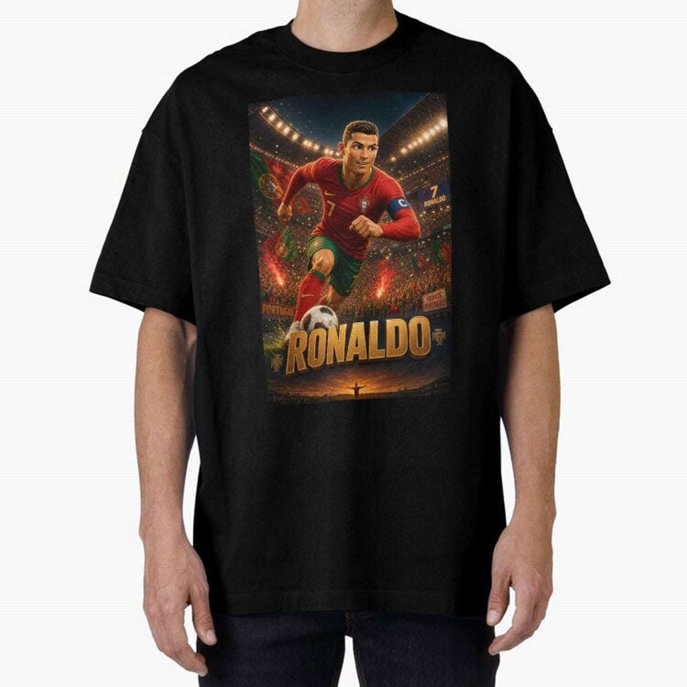 Ronaldo Oversized T-Shirt Turn Up for the FIFA World Cup 2026 Journey through CR7 and Messi Highlights, Portugal Pride, Classic Soccer Heritage, Championship Pressure, Fan Loyalty and International Pride; Great for Supporters Who Love Legendary