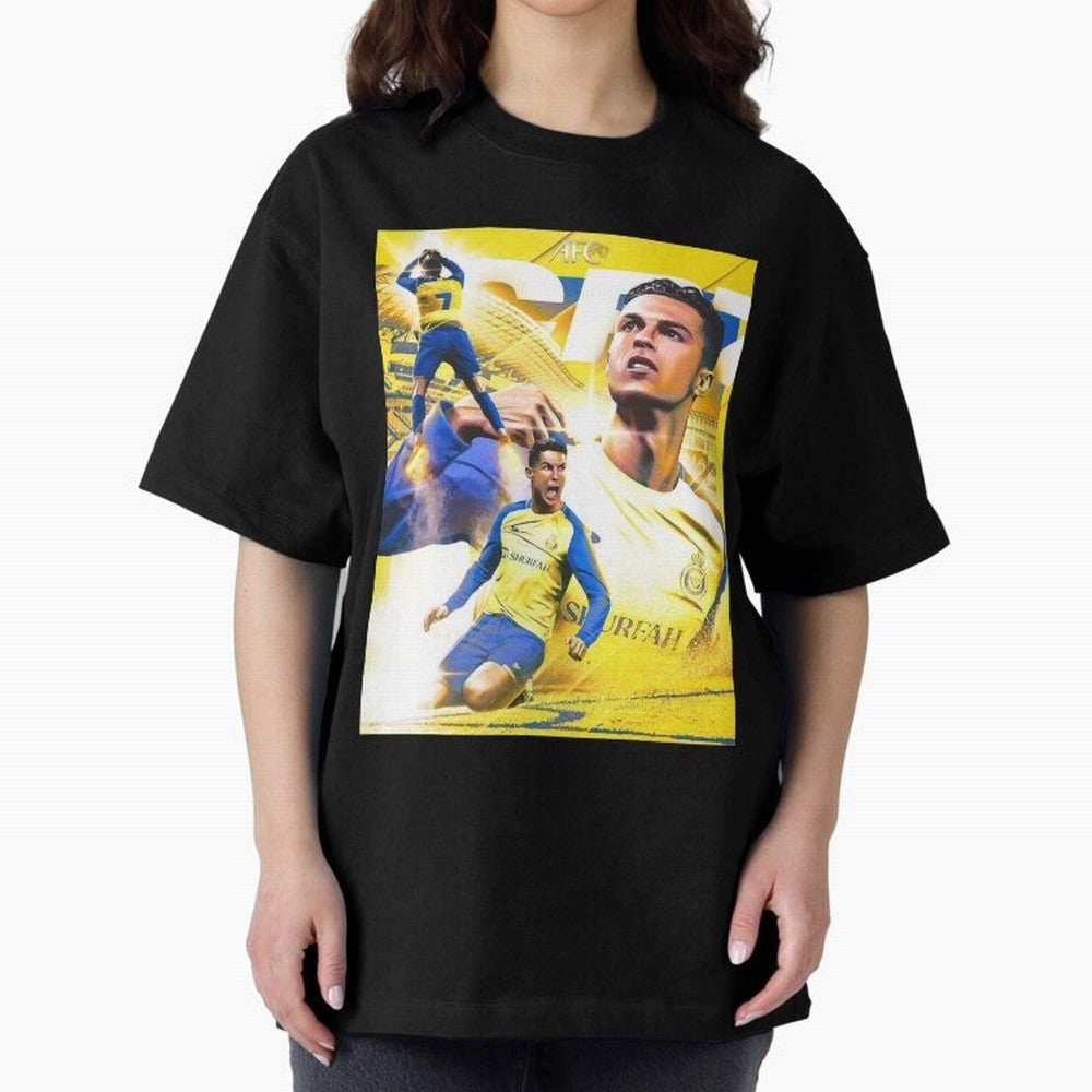 Cristiano Ronaldo Al-Nassr Football Club Oversized T-Shirt Show Up for the Glory of FIFA World Cup 2026 for Fans of Messi and England, Bringing Stadium Chants, National Pride, Trophy Dreams and Unforgettable Football Memories; Perfect for Fans,