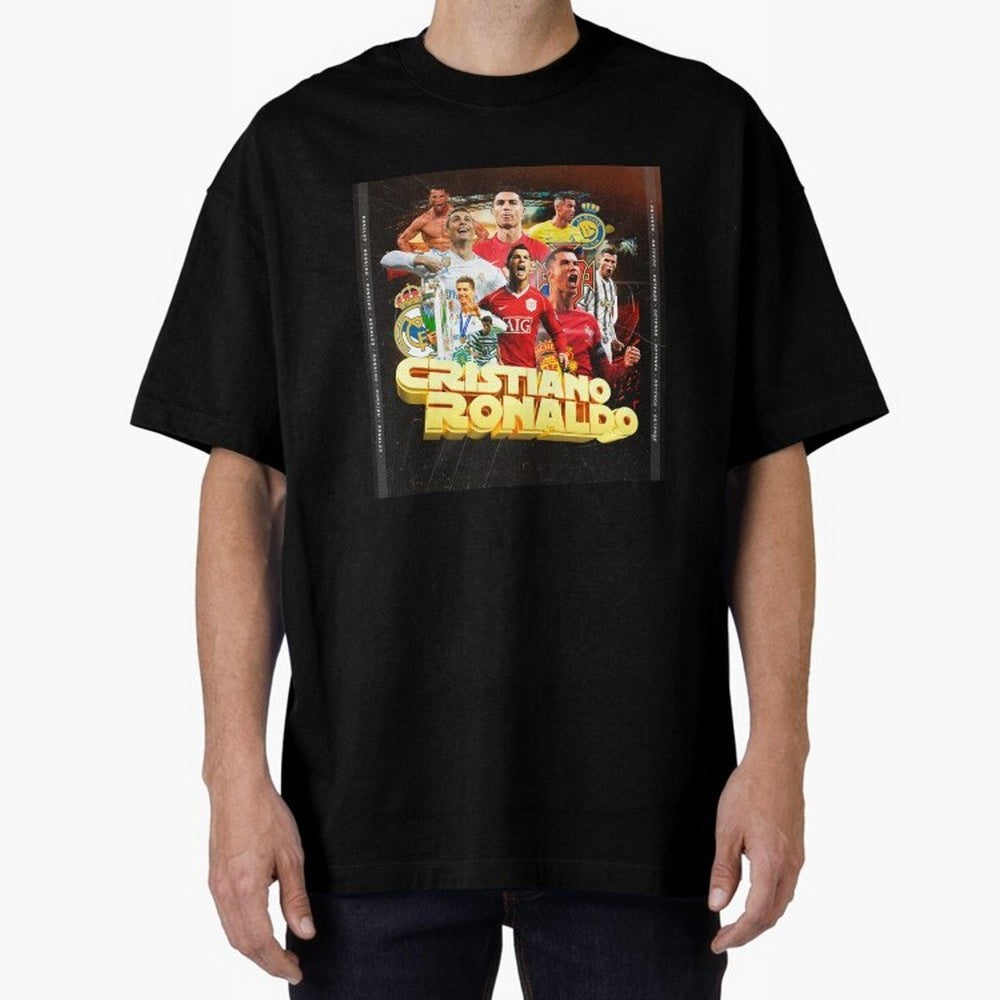 Cristiano Ronaldo Best of Career Oversized T-Shirt Show Match Day Excitement for FIFA World Cup 2026 Group Stage Capturing Messi, Neymar and Mbappe, Brazil Energy, Retro Football Energy, Iconic Rivalries, Trophy Chase Drama and Stadium Atmosphere;