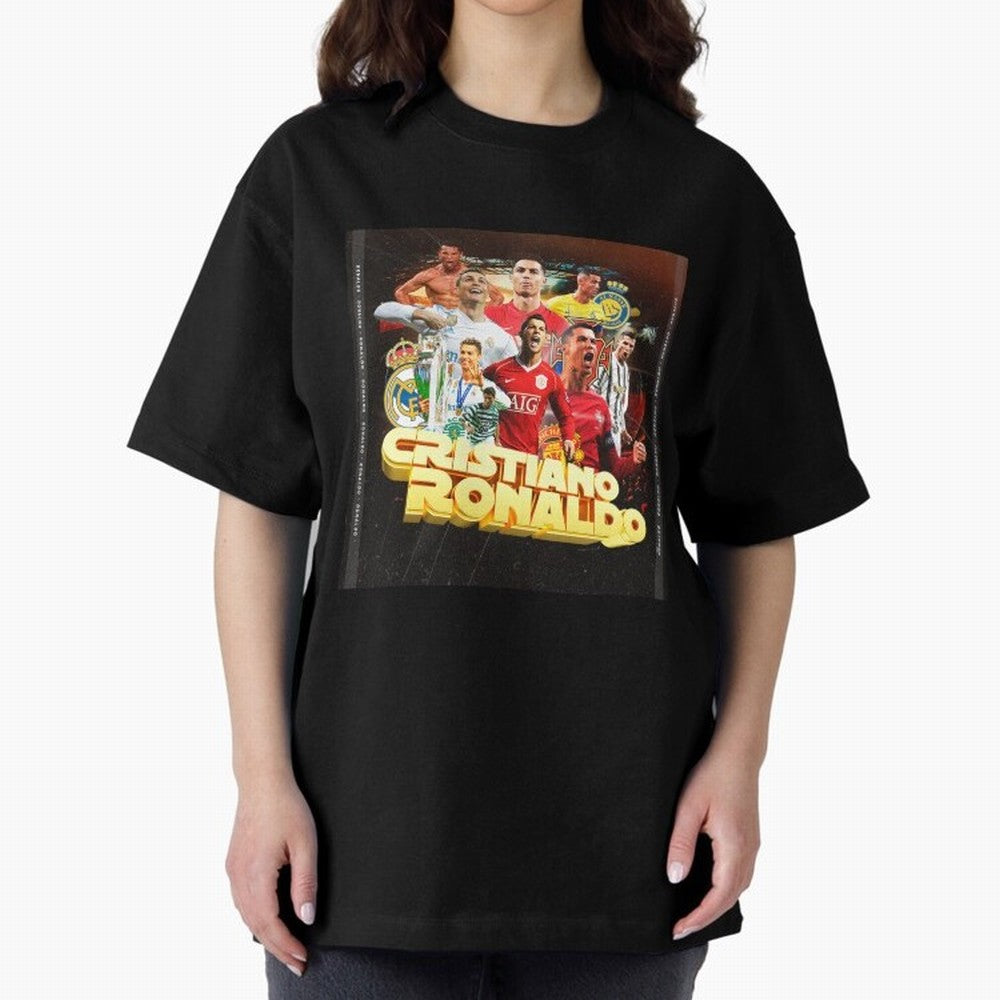 Cristiano Ronaldo Best of Career Oversized T-Shirt Show Match Day Excitement for FIFA World Cup 2026 Group Stage Capturing Messi, Neymar and Mbappe, Brazil Energy, Retro Football Energy, Iconic Rivalries, Trophy Chase Drama and Stadium Atmosphere;