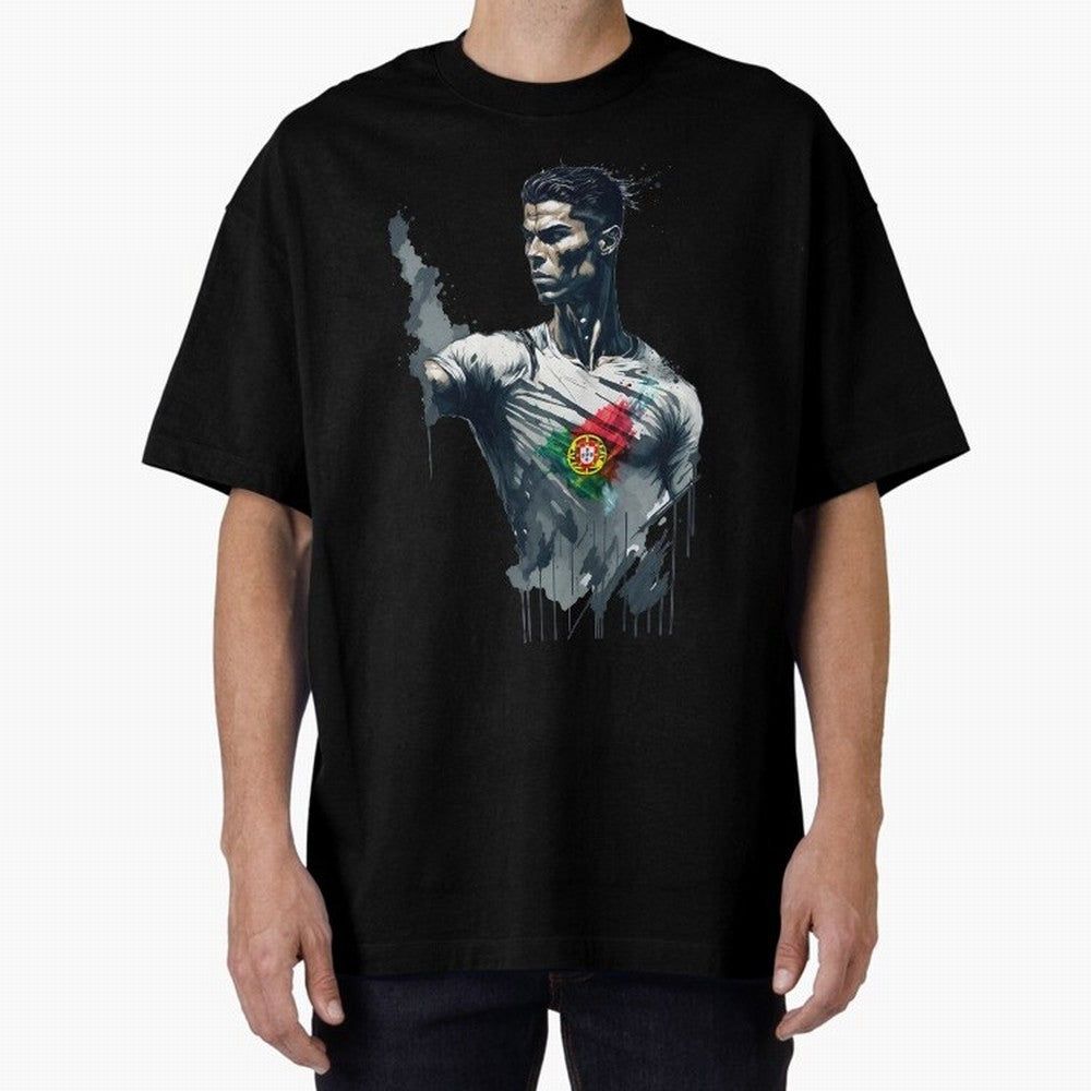Cristiano Ronaldo splash art Oversized T-Shirt Show Match Day Excitement for the FIFA World Cup 2026 Group Stage Journey through Cristiano Ronaldo Highlights, Argentina and Brazil Pride, Supporter Pride, Iconic Celebrations, Legendary Names and