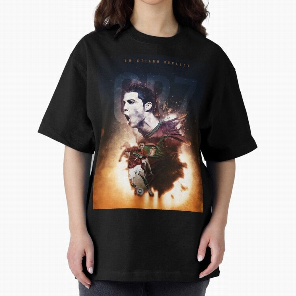 Cristiano Ronaldo 7 Oversized T-Shirt Feel the Roar of FIFA World Cup 2026 USA Canada Mexico Spirit, Connected to England, France and Netherlands, Cristiano Ronaldo, Match Day Excitement, Supporter Culture, Golden Goals and Global Football Passion;