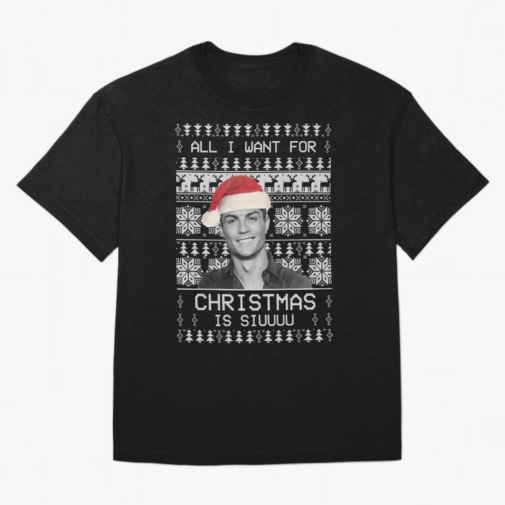 cristiano ronaldo siuuu funny christmas sweater Oversized T-Shirt Carry the Dream of FIFA World Cup 2026 Group Stage Spirit, Inspired by France and Portugal, Cristiano Ronaldo, Game Day Rituals, Football Legends, Country Pride and the Road to the