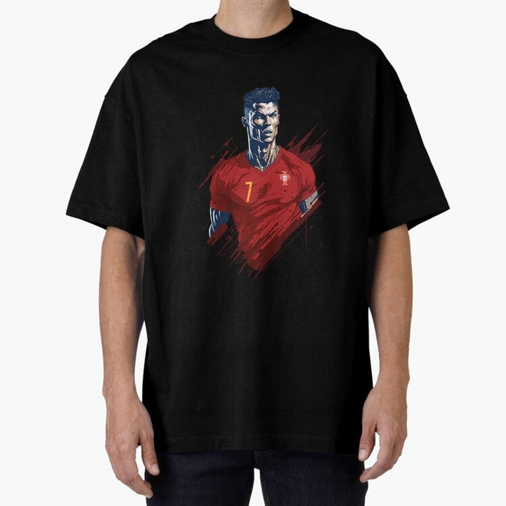 Cristiano Ronaldo splash art Oversized T-Shirt Spotlight FIFA World Cup 2026 USA Canada Mexico Spirit, Capturing France, Neymar, Championship Spirit, Famous Goals, Roaring Crowds and International Football Unity; Built for Supporters Chasing Trophy