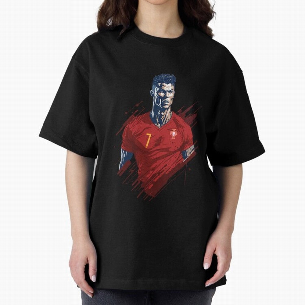 Cristiano Ronaldo splash art Oversized T-Shirt Spotlight FIFA World Cup 2026 USA Canada Mexico Spirit, Capturing France, Neymar, Championship Spirit, Famous Goals, Roaring Crowds and International Football Unity; Built for Supporters Chasing Trophy
