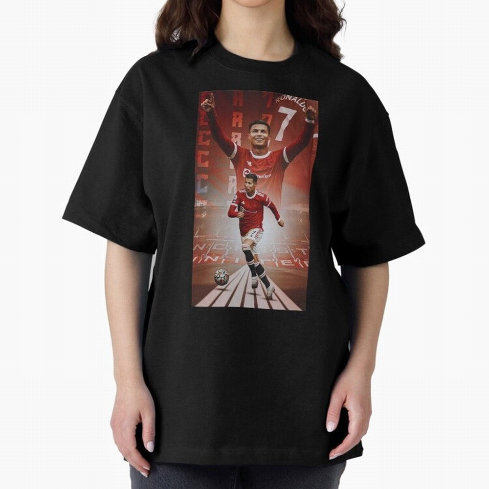 Cristiano Ronaldo Manchester Home 202122 , Ronaldo Gifts, Ronaldo Best Selling , Ronaldo Top Items Oversized T-Shirt Support the Legends of Global Football Passion for FIFA World Cup 2026 Group Stage, Centered on Cristiano Ronaldo, Haaland and CR7,