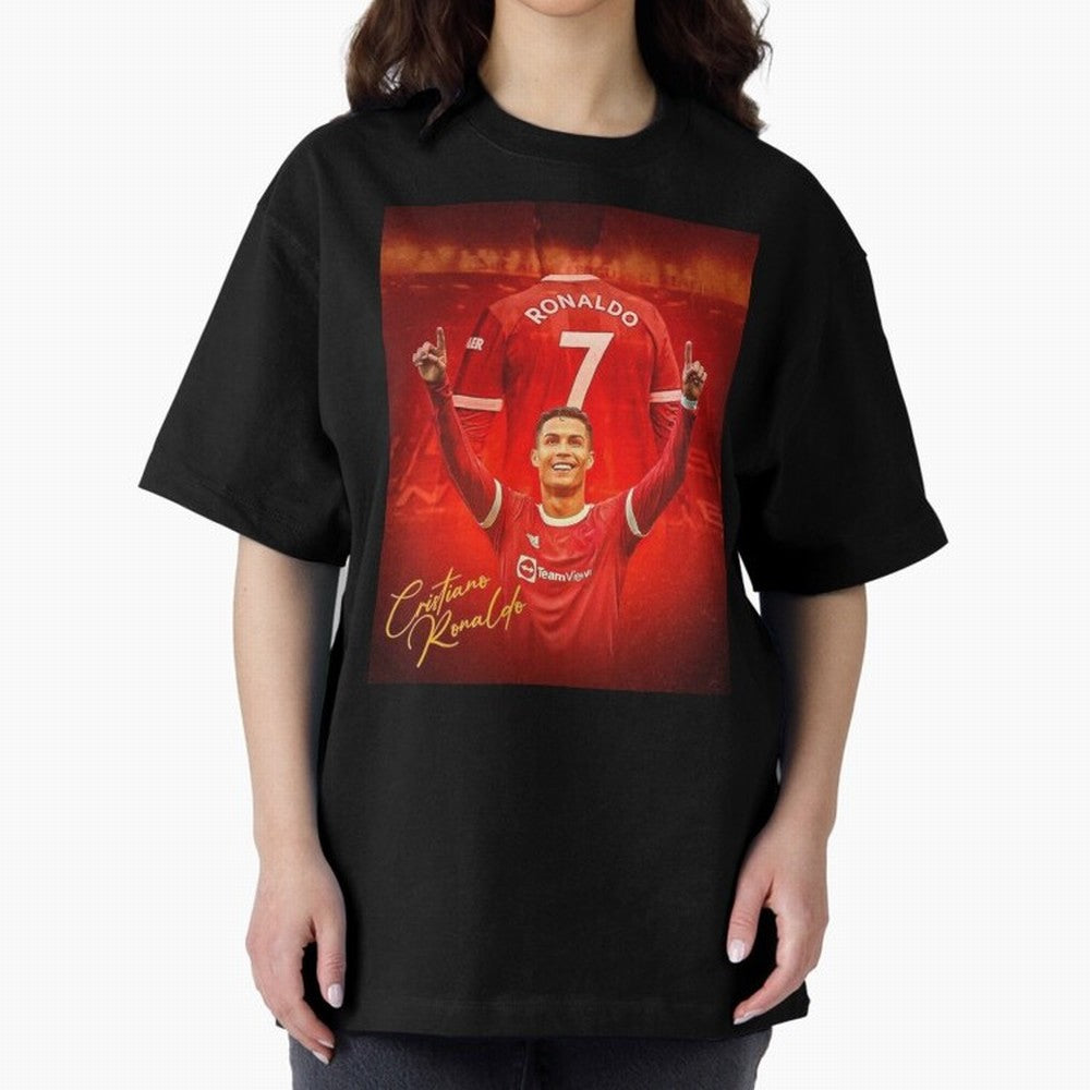 Cristiano Ronaldo Poster Oversized T-Shirt Carry the Colors and Pride of Global Football Passion for FIFA World Cup 2026, Highlighting Messi, Neymar and Mbappe, England and Germany, Goal Celebration Energy, Supporter Heritage, Football Icons and
