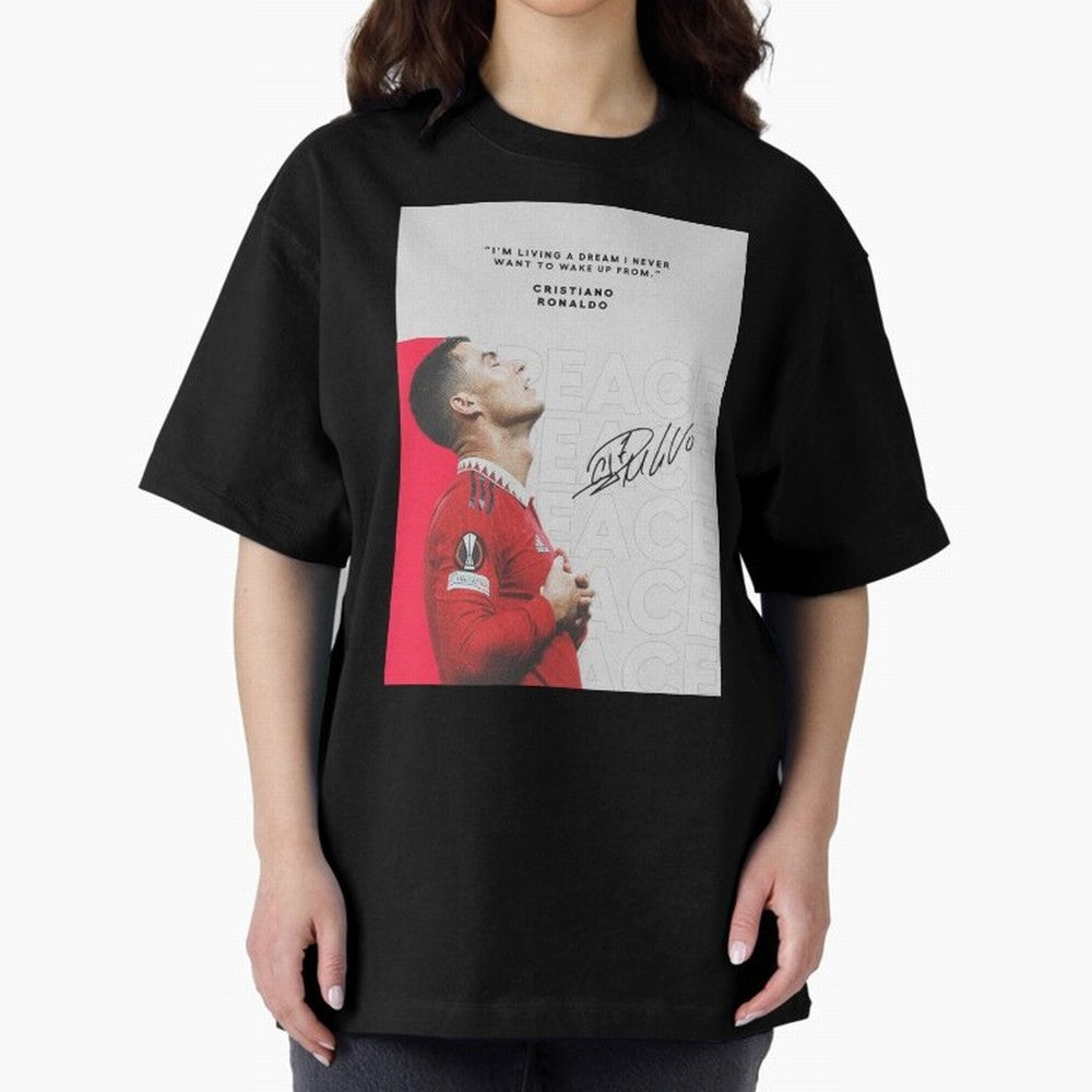 PEACE OF MIND Oversized T-Shirt Honor the Football Icons of FIFA World Cup 2026 Centered on Cristiano Ronaldo, Haaland and CR7, Spain and Netherlands Energy, Champion Mindset, Group Stage Buzz, Knockout Tension and Passionate Fan Culture; Ideal for