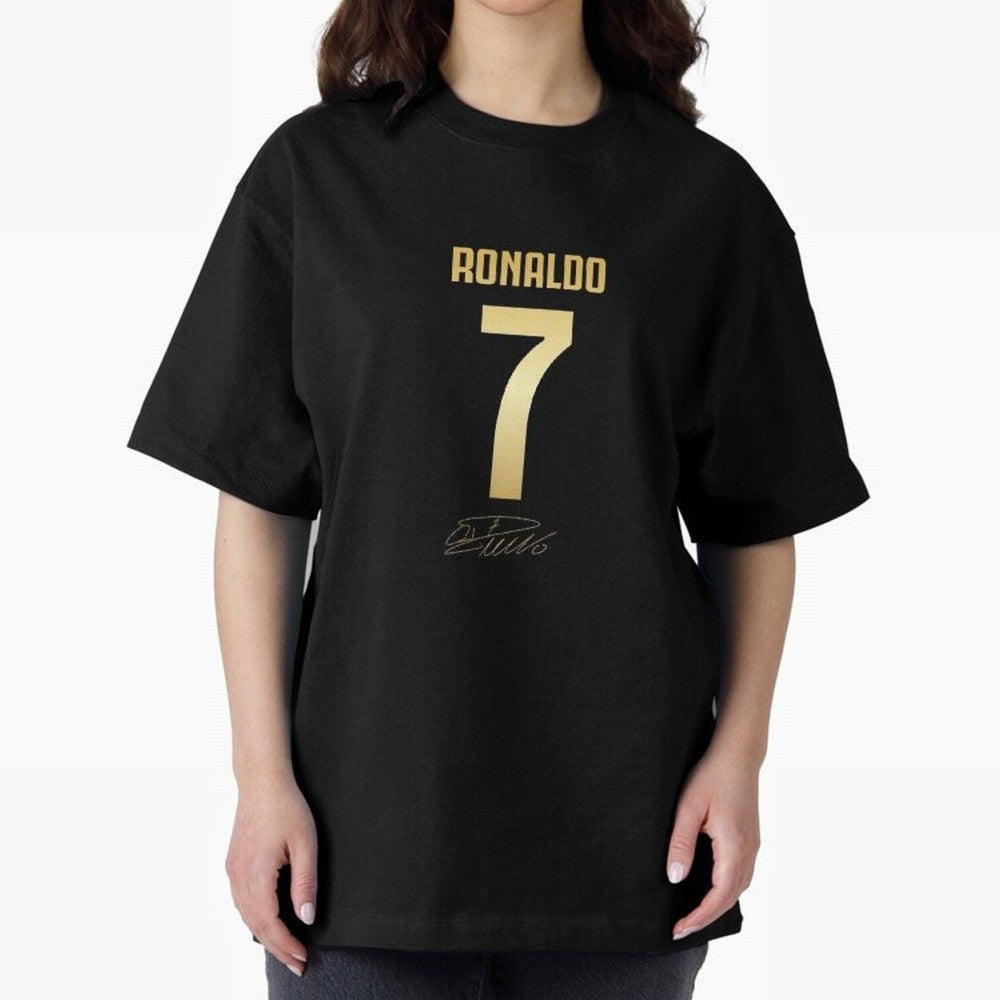 CR7 Cristiano Ronaldo Black And Gold Luxury Drawstring Bag Oversized T-Shirt Honor Champions and Dreams in FIFA World Cup 2026 USA Canada Mexico Spirit, Centered on Argentina, France and Brazil, Cristiano Ronaldo, Haaland and CR7, Game Day Rituals,