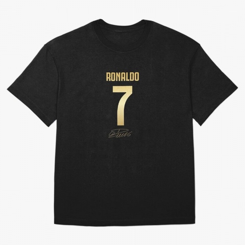 CR7 Cristiano Ronaldo Black And Gold Luxury Drawstring Bag Oversized T-Shirt Honor Champions and Dreams in FIFA World Cup 2026 USA Canada Mexico Spirit, Centered on Argentina, France and Brazil, Cristiano Ronaldo, Haaland and CR7, Game Day Rituals,