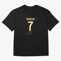 CR7 Cristiano Ronaldo Black And Gold Luxury Drawstring Bag Oversized T-Shirt Honor Champions and Dreams in FIFA World Cup 2026 USA Canada Mexico Spirit, Centered on Argentina, France and Brazil, Cristiano Ronaldo, Haaland and CR7, Game Day Rituals,