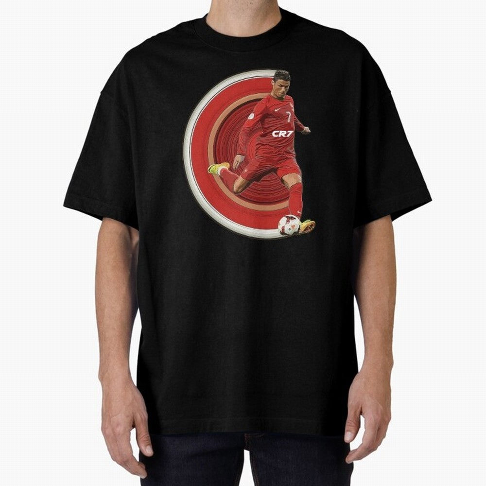 Cristiano Ronaldo Circular Pixel Art Oversized T-Shirt Make Game Day About Match Day Hype around FIFA World Cup 2026, Messi, Neymar and Mbappe, Portugal, Supporter Pride, Iconic Celebrations, Legendary Names and Global Match Day Energy; Built for