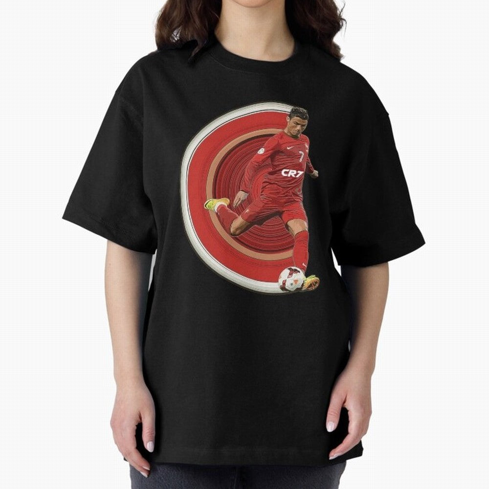 Cristiano Ronaldo Circular Pixel Art Oversized T-Shirt Make Game Day About Match Day Hype around FIFA World Cup 2026, Messi, Neymar and Mbappe, Portugal, Supporter Pride, Iconic Celebrations, Legendary Names and Global Match Day Energy; Built for