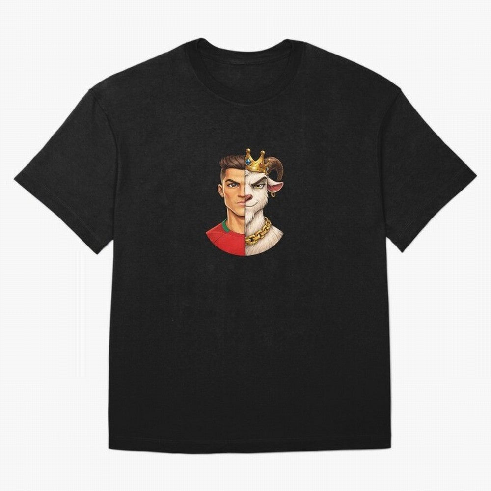 Half Man Half Goat - Cristiano Ronaldo Oversized T-Shirt Celebrate National Team Dreams in FIFA World Cup 2026 Group Stage Spirit, Made for Portugal, Spain and Germany, Messi and Cristiano Ronaldo, Championship Spirit, Famous Goals, Roaring Crowds