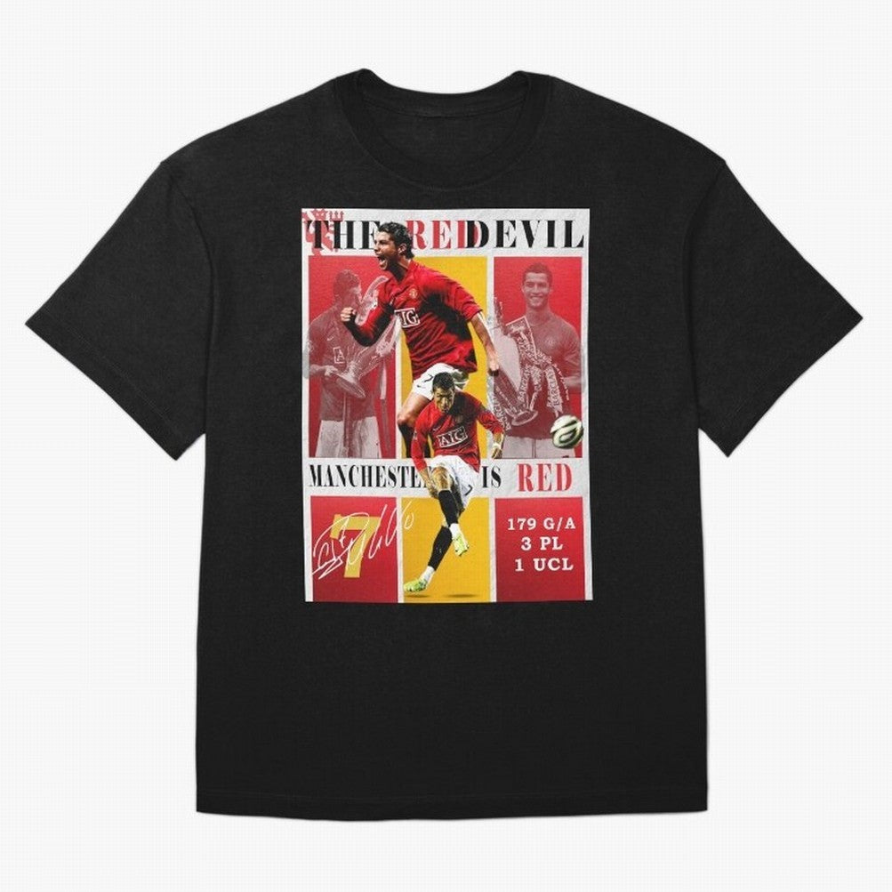 Cristiano Ronaldo 2008 Manchester United Poster Oversized T-Shirt Feel the Trophy Chase of Match Day Hype around FIFA World Cup 2026 USA Canada Mexico, CR7 and Messi, England, Retro Football Energy, Iconic Rivalries, Trophy Chase Drama and Stadium