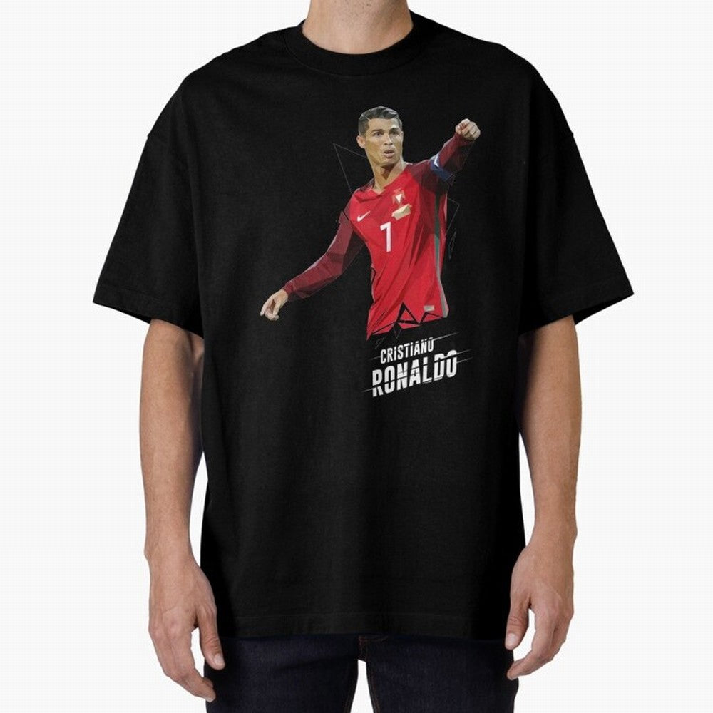 Ronaldo Cristiano Ronaldo Lowpoly Art Oversized T-Shirt Celebrate National Team Dreams in FIFA World Cup 2026 Made for Messi and Cristiano Ronaldo, Brazil, Portugal and Argentina Energy, Fan Favorite Moments, National Team Passion, Big Match Drama