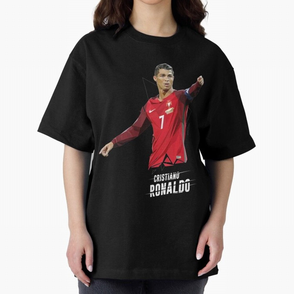 Ronaldo Cristiano Ronaldo Lowpoly Art Oversized T-Shirt Celebrate National Team Dreams in FIFA World Cup 2026 Made for Messi and Cristiano Ronaldo, Brazil, Portugal and Argentina Energy, Fan Favorite Moments, National Team Passion, Big Match Drama