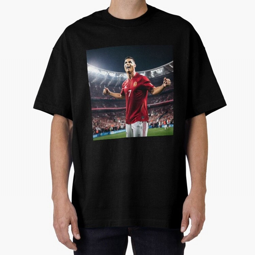 cristiano ronaldo celebrates goal Oversized T-Shirt Keep the Match Day Mood of FIFA World Cup 2026 USA Canada Mexico Spirit, Centered on Brazil, Neymar, Championship Spirit, Famous Goals, Roaring Crowds and International Football Unity; Perfect for
