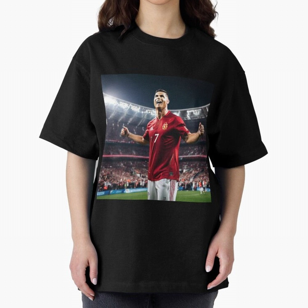 cristiano ronaldo celebrates goal Oversized T-Shirt Keep the Match Day Mood of FIFA World Cup 2026 USA Canada Mexico Spirit, Centered on Brazil, Neymar, Championship Spirit, Famous Goals, Roaring Crowds and International Football Unity; Perfect for