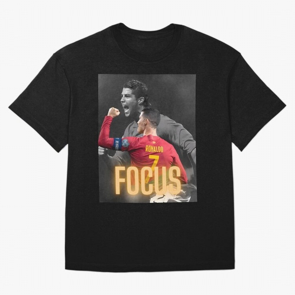 Focus With CR7 Oversized T-Shirt Bring Trophy Dreams to Match Day Hype around FIFA World Cup 2026 USA Canada Mexico, Messi, Neymar and Mbappe, Portugal, Worldwide Fan Energy, Dramatic Goals, Stadium Lights and Championship Celebrations; Ideal for