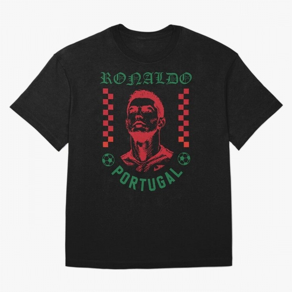Cristiano Ronaldo Portugal Football Design World Cup Fan Art GOAT Soccer Oversized T-Shirt Live the Energy of FIFA World Cup 2026 Spirit, Celebrating Brazil, Portugal and Argentina, Neymar, Global Supporter Spirit, Legendary Goals, National Colors