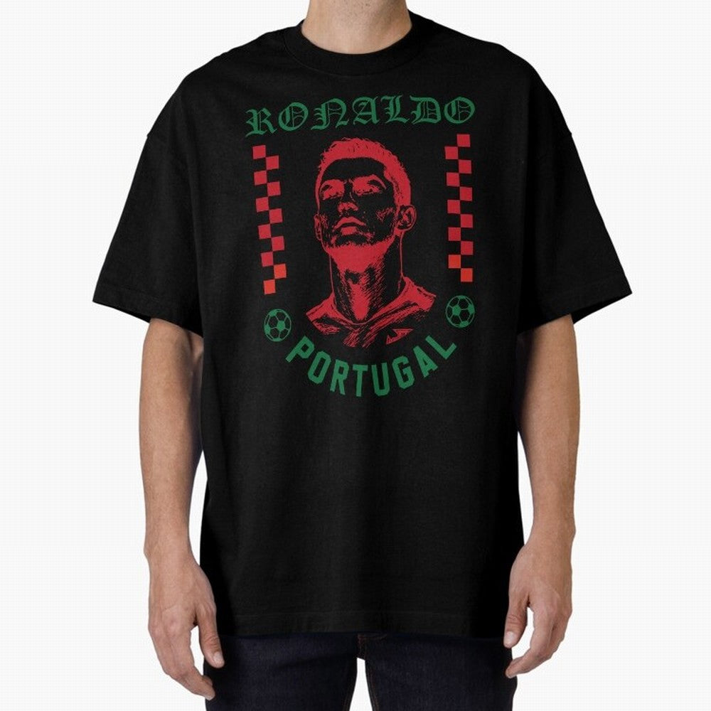Cristiano Ronaldo Portugal Football Design World Cup Fan Art GOAT Soccer Oversized T-Shirt Live the Energy of FIFA World Cup 2026 Spirit, Celebrating Brazil, Portugal and Argentina, Neymar, Global Supporter Spirit, Legendary Goals, National Colors