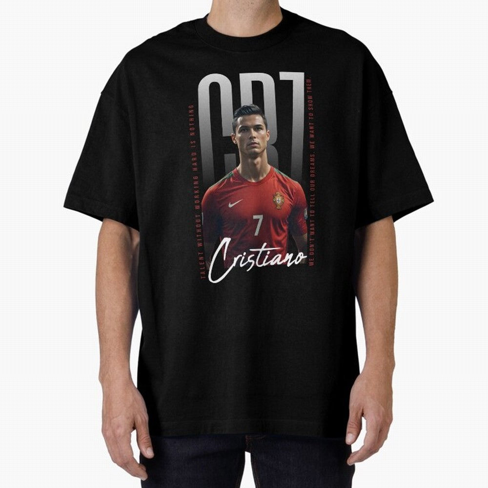Cristiano Ronaldo Oversized T-Shirt Relive Legendary Nights from Global Football Passion for FIFA World Cup 2026 USA Canada Mexico, Connected to Mbappe and Neymar, Brazil, Stadium Memories, Football Loyalty, International Chants and Championship