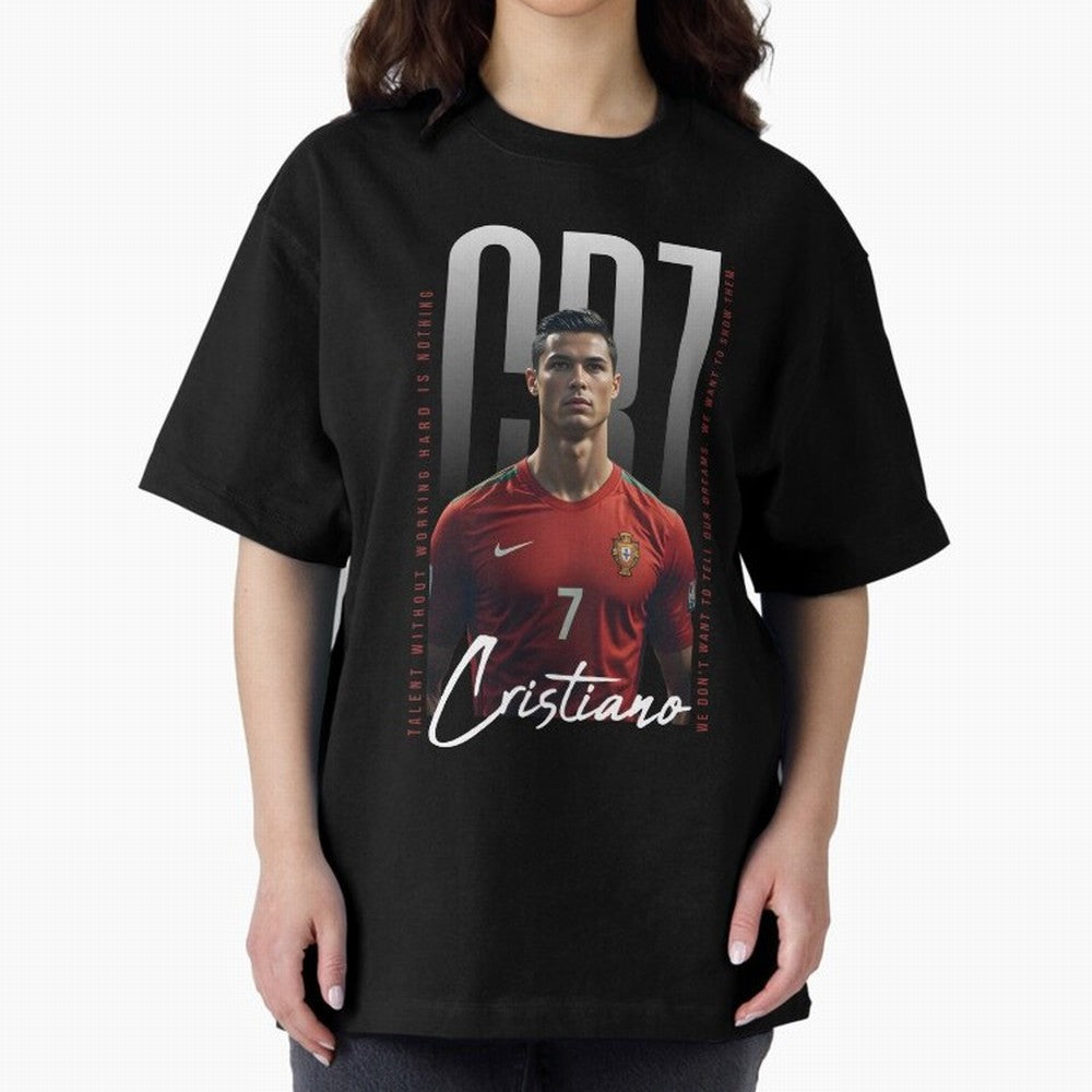 Cristiano Ronaldo Oversized T-Shirt Relive Legendary Nights from Global Football Passion for FIFA World Cup 2026 USA Canada Mexico, Connected to Mbappe and Neymar, Brazil, Stadium Memories, Football Loyalty, International Chants and Championship