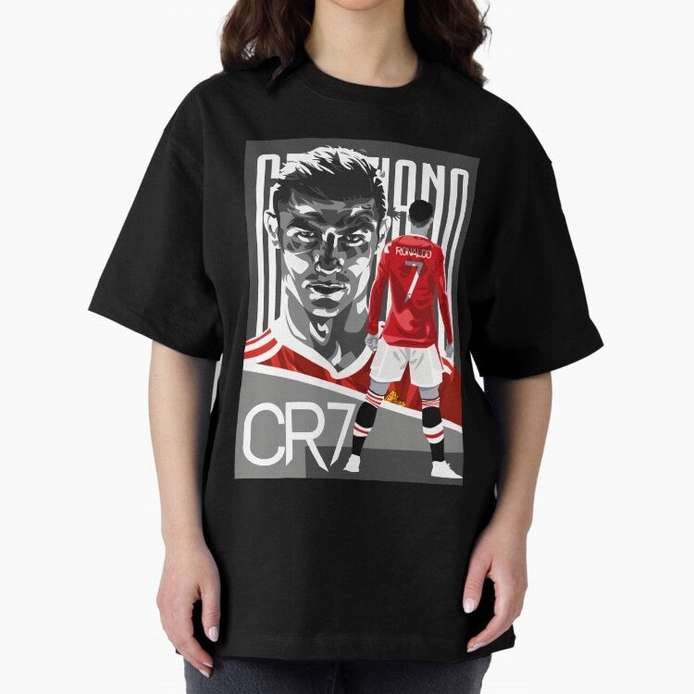 Cristiano Ronaldo In Red Oversized T-Shirt Support Match Day Hype around FIFA World Cup 2026 Group Stage, Cristiano Ronaldo, Argentina, France and Brazil, Game Day Rituals, Football Legends, Country Pride and the Road to the Final; Perfect for