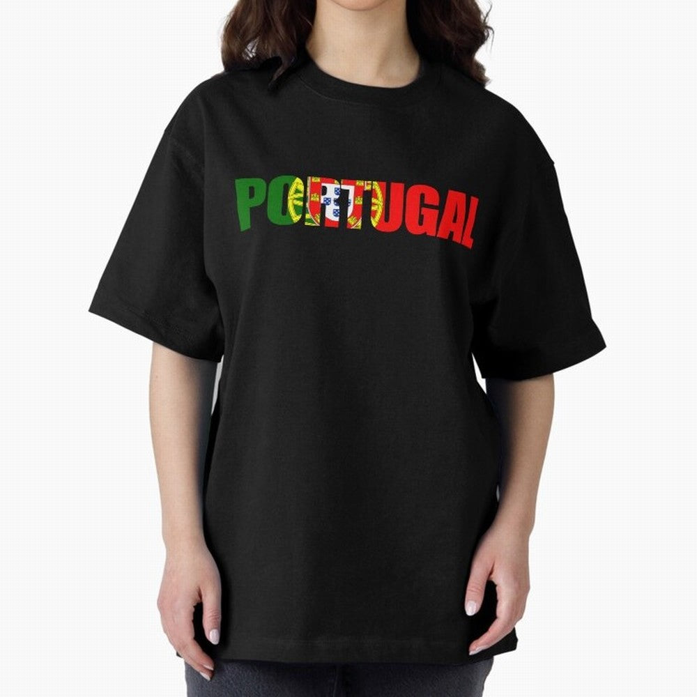 Portugal Country Oversized T-Shirt Stand Out with Spirit from Match Day Hype around FIFA World Cup 2026, Messi and Cristiano Ronaldo, France and Portugal, Global Supporter Spirit, Legendary Goals, National Colors and Tournament Celebration; Ideal