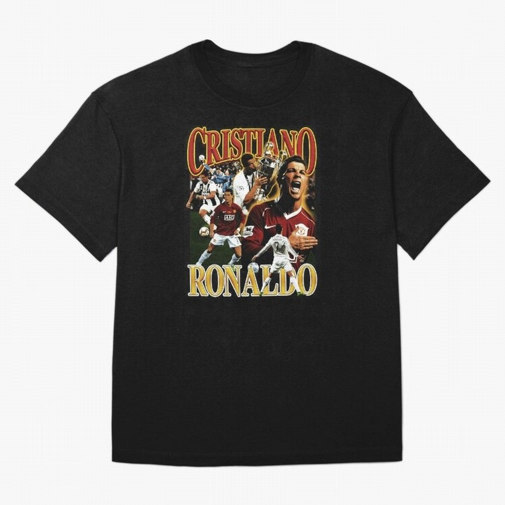 Cristiano Ronaldo Retro Collage Oversized T-Shirt Fuel FIFA World Cup 2026 for Fans of Neymar and Spain and Netherlands, Bringing Stadium Chants, National Pride, Trophy Dreams and Unforgettable Football Memories; Perfect for Fans, Collectors,
